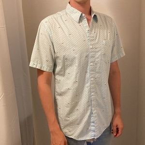 Shark print short sleeve button up